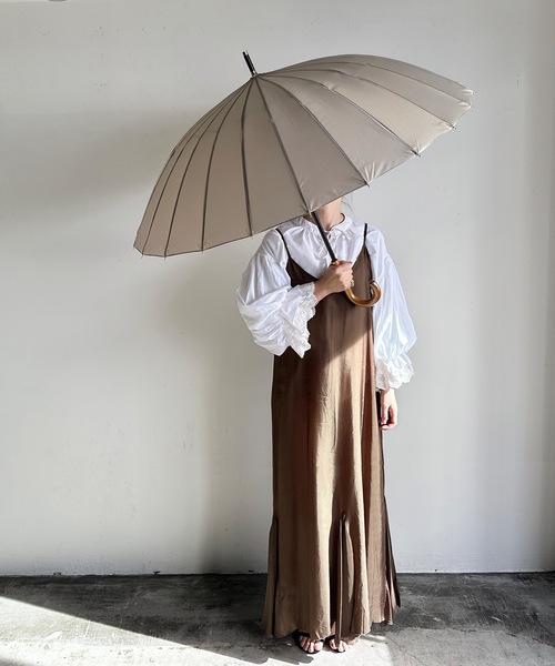 COMMON WARE（コモンウェアー）の「NT:24本骨無地  雨傘 58cm（長傘・レディース・ネイビー/ローズ/グレイッシュベージュ/カーキ・FREE）」の13枚目の写真