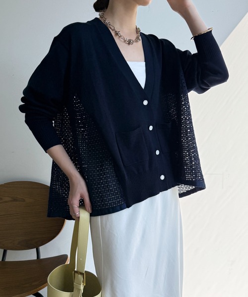 idem イデム】レースドッキングカーディガン - メルカリ