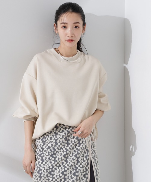 NANO universe(ナノユニバース)の「布帛コンビポンチカットトップス(Tシャツ/カットソー・レディース・ブラック/ホワイト/ベージュ・FREE)」の3枚目の写真