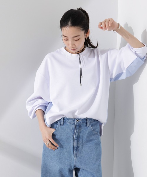 NANO universe(ナノユニバース)の「布帛コンビポンチカットトップス(Tシャツ/カットソー・レディース・ブラック/ホワイト/ベージュ・FREE)」の11枚目の写真