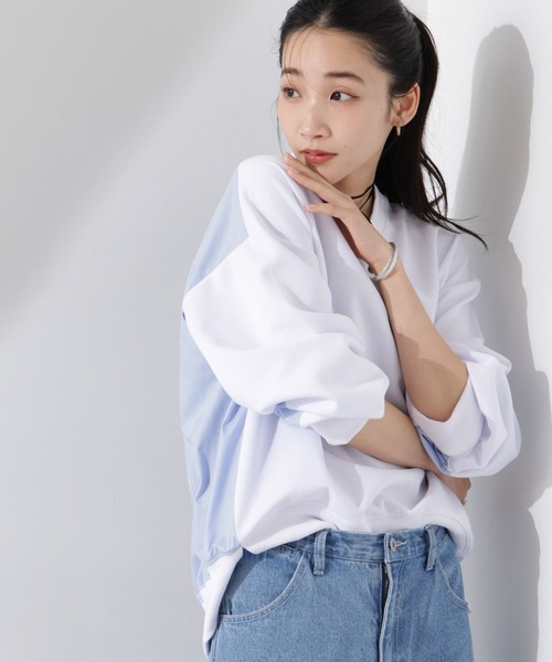 NANO universe(ナノユニバース)の「布帛コンビポンチカットトップス(Tシャツ/カットソー・レディース・ブラック/ホワイト/ベージュ・FREE)」の13枚目の写真