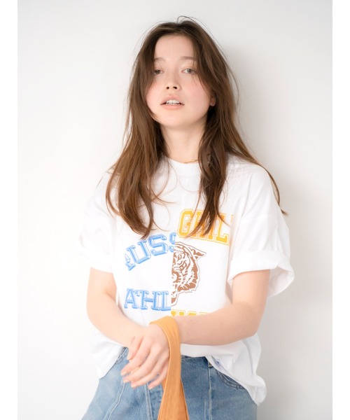アングリッド Ungrid RUSSELL別注 リメイクロゴTee Tシャツ コラボ ラッセル ルーズ リメイク オススメ 大人 カジュアル レディース 新品 正規 ブランド Ungrid アングリッド RUSSELL別注 リメイクロゴTee Tシャツ