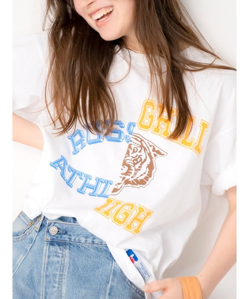 アングリッド Ungrid RUSSELL別注 リメイクロゴTee Tシャツ コラボ ラッセル ルーズ リメイク オススメ 大人 カジュアル レディース 新品 正規 ブランド Ungrid アングリッド RUSSELL別注 リメイクロゴTee Tシャツ
