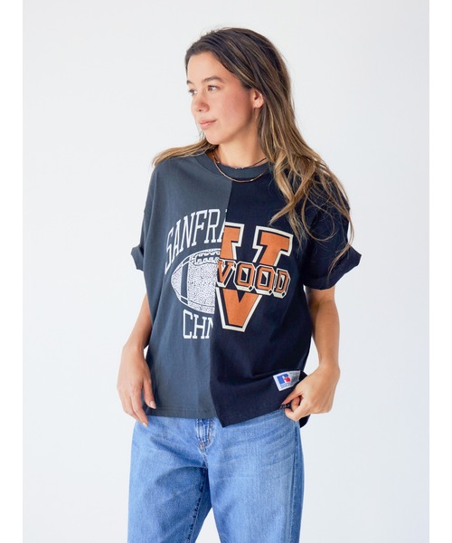 アングリッド Ungrid RUSSELL別注 リメイクロゴTee Tシャツ コラボ ラッセル ルーズ リメイク オススメ 大人 カジュアル レディース 新品 正規 ブランド Ungrid アングリッド RUSSELL別注 リメイクロゴTee Tシャツ