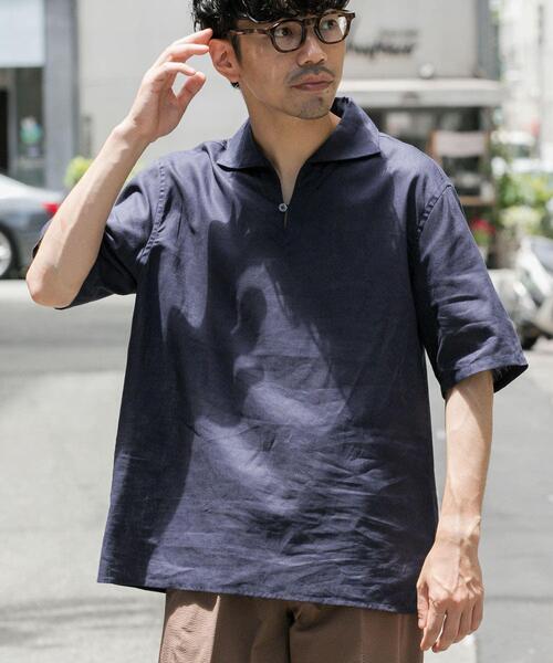 URBAN RESEARCH ROSSO MEN（アーバンリサーチロッソメン）の「『XLサイズあり』リラックスコットンリネンスキッパーシャツ（シャツ/ブラウス・メンズ・ベージュ/ネイビー/ブルー/ホワイト・X-LARGE/LARGE/MEDIUM）」の3枚目の写真