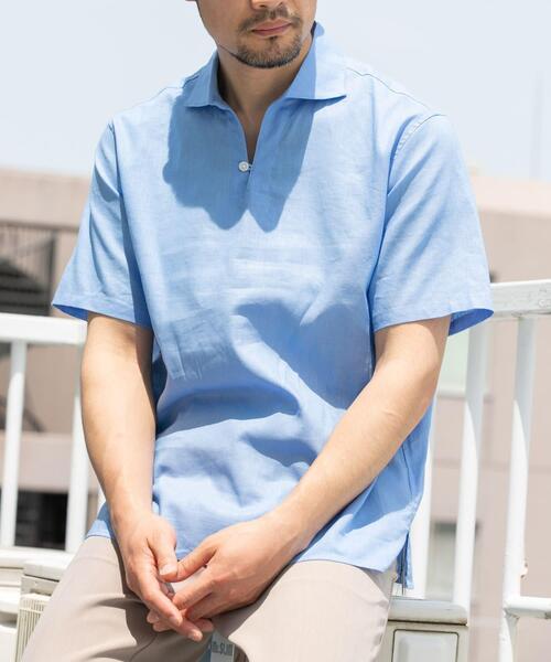 URBAN RESEARCH ROSSO MEN（アーバンリサーチロッソメン）の「『XLサイズあり』リラックスコットンリネンスキッパーシャツ（シャツ/ブラウス・メンズ・ベージュ/ネイビー/ブルー/ホワイト・X-LARGE/LARGE/MEDIUM）」の13枚目の写真
