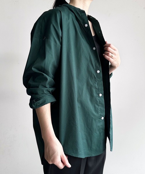 Magine（マージン）の「【SELECT】IR:ビッグサイズバンドカラーシャツL/S（シャツ/ブラウス・メンズ・イエロー/グリーン/ホワイト×ブルー/ブラック/グレイッシュベージュ/サックスブルー/グリーン系/サックスブルー系・L/XL/M）」の4枚目の写真