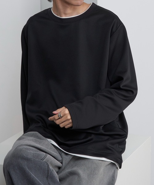 楽天市場】メンズ レイヤードTシャツ ストレッチカルゼ 長袖