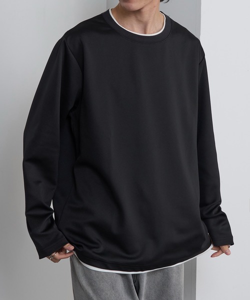 HAUS(ハウス)の「【HAUS】ストレッチカルゼレイヤードTシャツ(Tシャツ/カットソー・メンズ・ブルー/ブラック/ライトグレー・LL/L/M)」の4枚目の写真