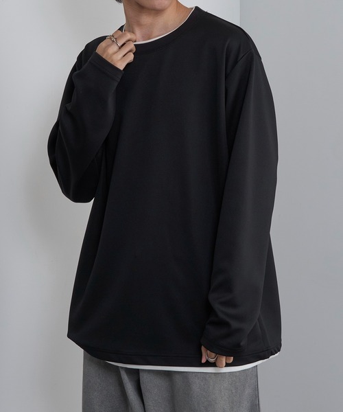HAUS(ハウス)の「【HAUS】ストレッチカルゼレイヤードTシャツ(Tシャツ/カットソー・メンズ・ブルー/ブラック/ライトグレー・LL/L/M)」の5枚目の写真