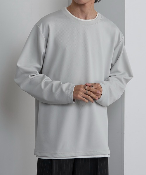 HAUS(ハウス)の「【HAUS】ストレッチカルゼレイヤードTシャツ(Tシャツ/カットソー・メンズ・ブルー/ブラック/ライトグレー・LL/L/M)」の15枚目の写真