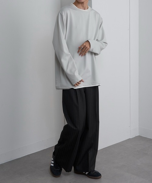HAUS(ハウス)の「【HAUS】ストレッチカルゼレイヤードTシャツ(Tシャツ/カットソー・メンズ・ブルー/ブラック/ライトグレー・LL/L/M)」の16枚目の写真