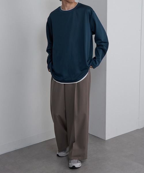 HAUS(ハウス)の「【HAUS】ストレッチカルゼレイヤードTシャツ(Tシャツ/カットソー・メンズ・ブルー/ブラック/ライトグレー・LL/L/M)」の13枚目の写真