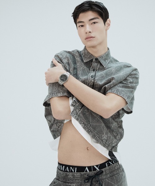 ARMANI EXCHANGE（アルマーニエクスチェンジ）の「【A|X アルマーニ エクスチェンジ】ペイズリープリント コットンリネンデニム 半袖シャツ/REGULAR+（シャツ/ブラウス・メンズ・ブラック・LARGE/MEDIUM/SMALL/X-LARGE/X-SMALL/XX-LARGE）」の2枚目の写真