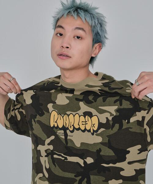 WEGO(ウィゴー)の「WEGO/カモフラグラフィックT(Tシャツ/カットソー・メンズ・グリーン/ピンク・MEDIUM/LARGE)」の1枚目の写真