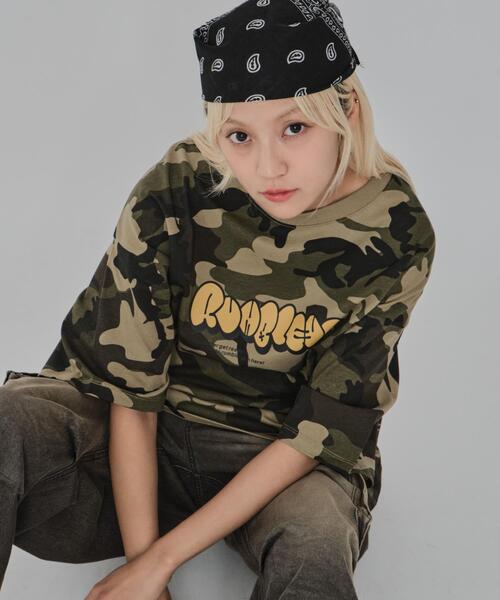 WEGO(ウィゴー)の「WEGO/カモフラグラフィックT(Tシャツ/カットソー・メンズ・グリーン/ピンク・MEDIUM/LARGE)」の3枚目の写真