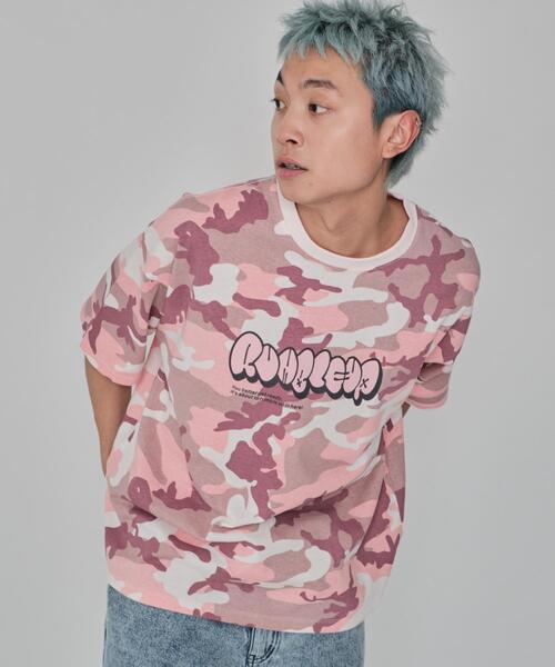 WEGO(ウィゴー)の「WEGO/カモフラグラフィックT(Tシャツ/カットソー・メンズ・グリーン/ピンク・MEDIUM/LARGE)」の4枚目の写真
