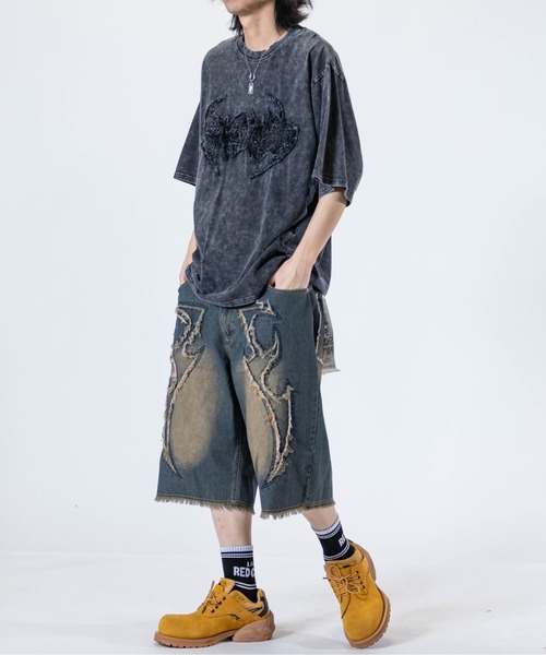 JOHN'S CLOSET（ジョンズクローゼット）の「【31】バイアス＆トライバル フリンジデザイン  5ポケット デニムハーフパンツ（デニムパンツ・メンズ・ブラック系2/ネイビー系1/ブラック系1/ネイビー系2・LARGE/MEDIUM）」の20枚目の写真