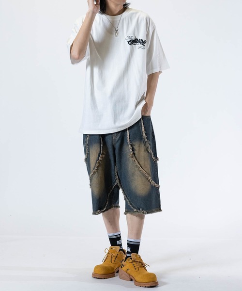 JOHN'S CLOSET（ジョンズクローゼット）の「【31】バイアス＆トライバル フリンジデザイン  5ポケット デニムハーフパンツ（デニムパンツ・メンズ・ブラック系2/ネイビー系1/ブラック系1/ネイビー系2・LARGE/MEDIUM）」の13枚目の写真