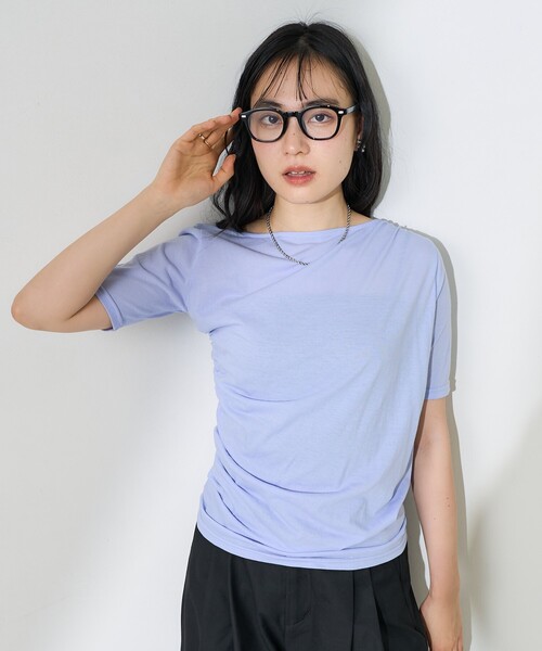 FREAK'S STORE（フリークスストア）の「ギャザートップス（Tシャツ/カットソー・レディース・オフホワイト/チャコールグレー/ブルー・ﾌﾘ-）」の3枚目の写真