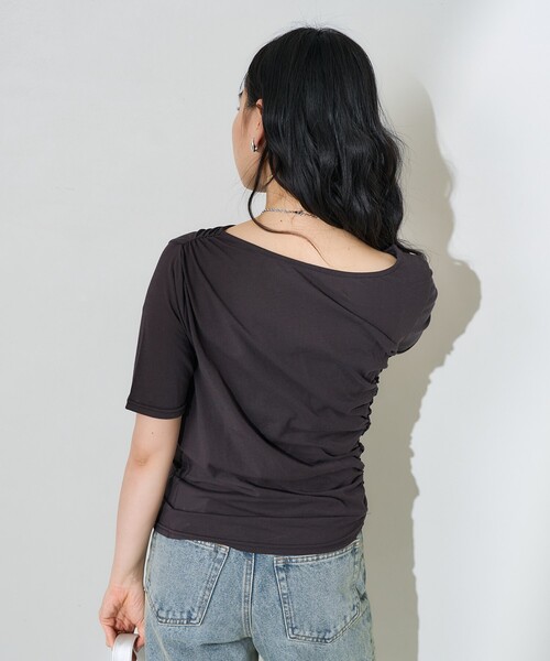 FREAK'S STORE（フリークスストア）の「ギャザートップス（Tシャツ/カットソー・レディース・オフホワイト/チャコールグレー/ブルー・ﾌﾘ-）」の4枚目の写真