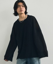 Volume sleeve drape sheer long T-shirt / ボリュームスリーブドレープシアーロングTシャツ