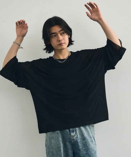 Shoowtime（ショウタイム）の「Volume sleeve drape sheer long T-shirt / ボリュームスリーブドレープシアーロングTシャツ（Tシャツ/カットソー・メンズ・ホワイト/ブラック・X-LARGE/MEDIUM/LARGE）」の21枚目の写真