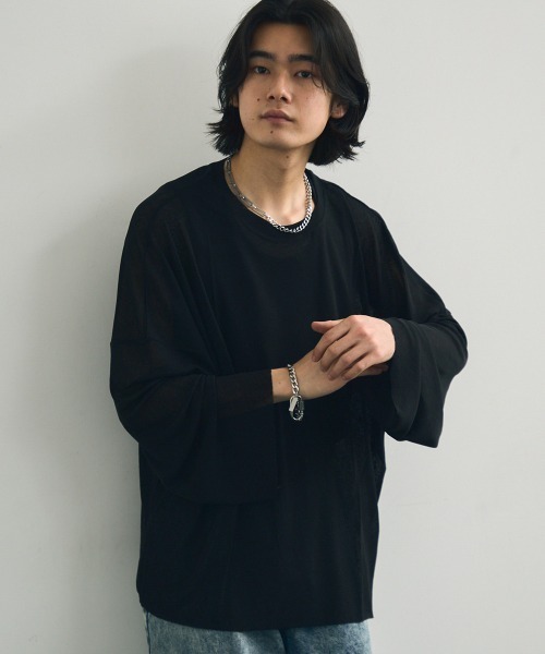 Shoowtime（ショウタイム）の「Volume sleeve drape sheer long T-shirt / ボリュームスリーブドレープシアーロングTシャツ（Tシャツ/カットソー・メンズ・ホワイト/ブラック・X-LARGE/MEDIUM/LARGE）」の20枚目の写真