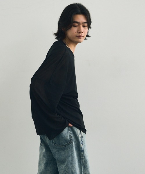 Shoowtime（ショウタイム）の「Volume sleeve drape sheer long T-shirt / ボリュームスリーブドレープシアーロングTシャツ（Tシャツ/カットソー・メンズ・ホワイト/ブラック・X-LARGE/MEDIUM/LARGE）」の18枚目の写真