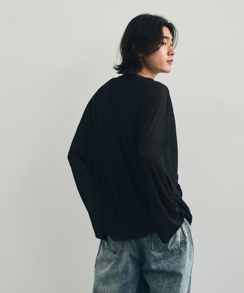 Shoowtime（ショウタイム）の「Volume sleeve drape sheer long T-shirt / ボリュームスリーブドレープシアーロングTシャツ（Tシャツ/カットソー・メンズ・ホワイト/ブラック・X-LARGE/MEDIUM/LARGE）」の17枚目の写真