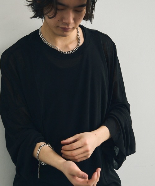 Shoowtime（ショウタイム）の「Volume sleeve drape sheer long T-shirt / ボリュームスリーブドレープシアーロングTシャツ（Tシャツ/カットソー・メンズ・ホワイト/ブラック・X-LARGE/MEDIUM/LARGE）」の16枚目の写真