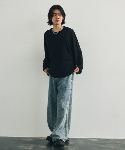Shoowtime（ショウタイム）の「Volume sleeve drape sheer long T-shirt / ボリュームスリーブドレープシアーロングTシャツ（Tシャツ/カットソー・メンズ・ホワイト/ブラック・X-LARGE/MEDIUM/LARGE）」の13枚目の写真