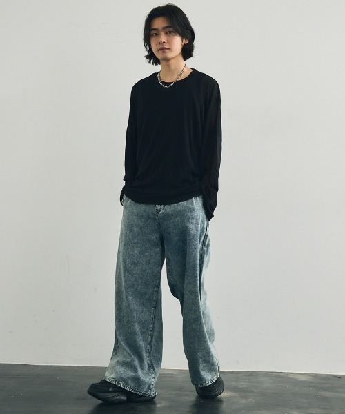 Shoowtime（ショウタイム）の「Volume sleeve drape sheer long T-shirt / ボリュームスリーブドレープシアーロングTシャツ（Tシャツ/カットソー・メンズ・ホワイト/ブラック・X-LARGE/MEDIUM/LARGE）」の12枚目の写真