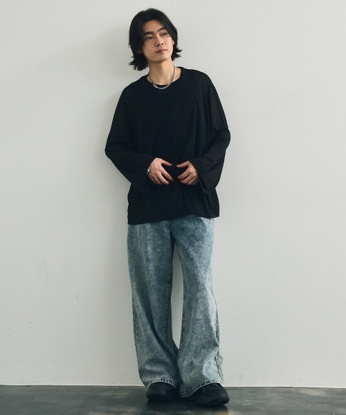 Shoowtime（ショウタイム）の「Volume sleeve drape sheer long T-shirt / ボリュームスリーブドレープシアーロングTシャツ（Tシャツ/カットソー・メンズ・ホワイト/ブラック・X-LARGE/MEDIUM/LARGE）」の11枚目の写真