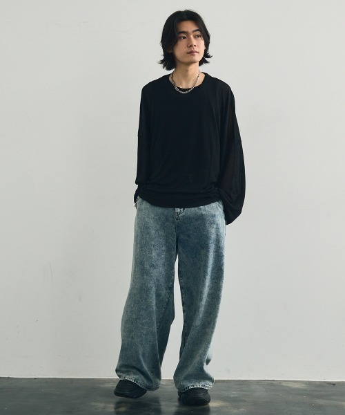 Shoowtime（ショウタイム）の「Volume sleeve drape sheer long T-shirt / ボリュームスリーブドレープシアーロングTシャツ（Tシャツ/カットソー・メンズ・ホワイト/ブラック・X-LARGE/MEDIUM/LARGE）」の10枚目の写真