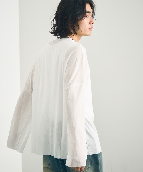 Shoowtime（ショウタイム）の「Volume sleeve drape sheer long T-shirt / ボリュームスリーブドレープシアーロングTシャツ（Tシャツ/カットソー・メンズ・ホワイト/ブラック・X-LARGE/MEDIUM/LARGE）」の4枚目の写真