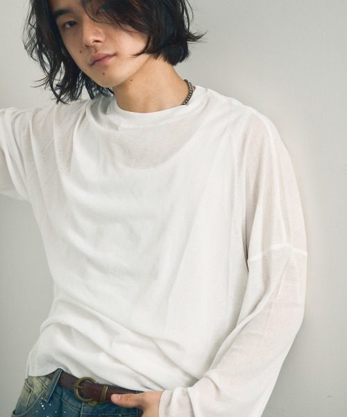 Shoowtime（ショウタイム）の「Volume sleeve drape sheer long T-shirt / ボリュームスリーブドレープシアーロングTシャツ（Tシャツ/カットソー・メンズ・ホワイト/ブラック・X-LARGE/MEDIUM/LARGE）」の3枚目の写真