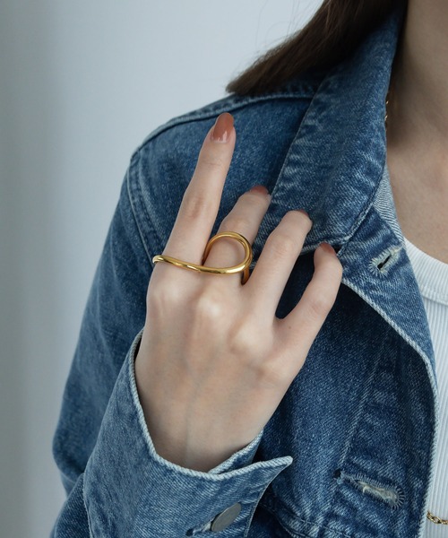 abaskdesign(アバスクデザイン)の「金属アレルギー対応 2WAY ダブルフィンガーリング(リング・レディース・ゴールド/シルバー・16号)」の16枚目の写真