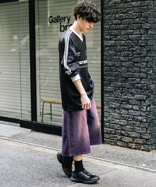 Rocky Monroe（ロッキーモンロー）の「ケミカルウォッシュ/オーバーダイ デニムワイドハーフパンツ/ショートパンツ（デニムパンツ・メンズ・ライトブラック/インディゴブルー/ケミカルウォッシュ/ブラック/パープル/ブラウン・M/L/XL）」の16枚目の写真