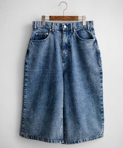 Rocky Monroe（ロッキーモンロー）の「ケミカルウォッシュ/オーバーダイ デニムワイドハーフパンツ/ショートパンツ（デニムパンツ・メンズ・ライトブラック/インディゴブルー/ケミカルウォッシュ/ブラック/パープル/ブラウン・M/L/XL）」の17枚目の写真