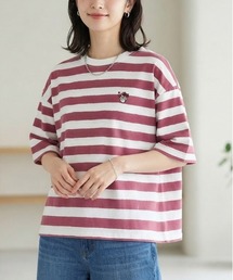 【Where's Wally/ウォーリーを探せ】総柄&ワンポイント刺繍 ワイドシルエット半袖Tシャツ / オーバーサイズ レディース