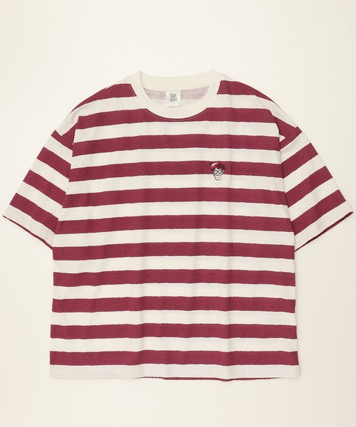 ALWAYS GOOD TIME（オルウェイズグッドタイム）の「【Where's Wally/ウォーリーを探せ】天竺 総柄/ワンポイント刺繍 WIDEシルエット 半袖Tシャツ（Tシャツ/カットソー・レディース・グレー系/ブルー系/ホワイト×レッド/サンドベージュ・M/L）」の5枚目の写真