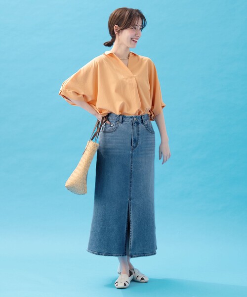 ANY(エニィ)の「【新色追加】スキッパーネック袖タックブラウス(シャツ/ブラウス・レディース・オレンジ系/ネイビー系1/サックスブルー系/ブルー系/ブルー系1/ホワイト系/カーキ系/ベージュ系1/ネイビー系/ブラック系2/ピンク系/ダルブルー系/ダークブラウン系/ライトグレー系・F)」の20枚目の写真