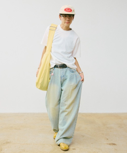 INTER FACTORY（インターファクトリー）の「HIROKI - ビックキャンバスショルダーバッグ made in INTERFACTORY（ショルダーバッグ・メンズ・グリーン/イエロー・FREE）」の3枚目の写真