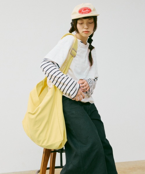 INTER FACTORY（インターファクトリー）の「HIROKI - ビックキャンバスショルダーバッグ made in INTERFACTORY（ショルダーバッグ・メンズ・グリーン/イエロー・FREE）」の8枚目の写真