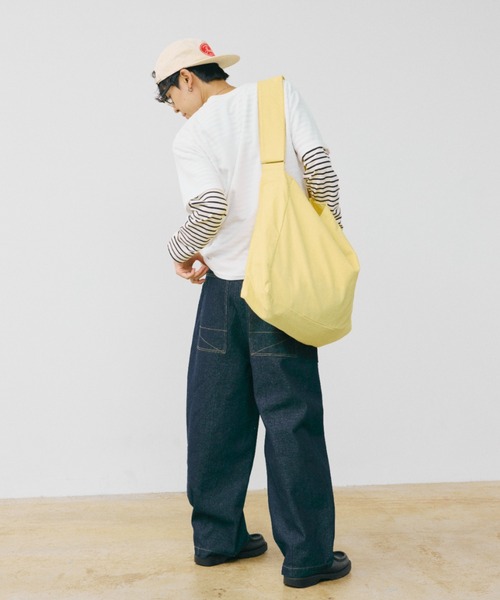 INTER FACTORY（インターファクトリー）の「HIROKI - ビックキャンバスショルダーバッグ made in INTERFACTORY（ショルダーバッグ・メンズ・グリーン/イエロー・FREE）」の13枚目の写真