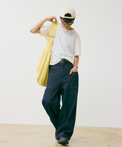 INTER FACTORY（インターファクトリー）の「HIROKI - ビックキャンバスショルダーバッグ made in INTERFACTORY（ショルダーバッグ・メンズ・グリーン/イエロー・FREE）」の21枚目の写真