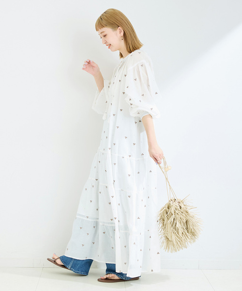 B.C STOCK（ベーセーストック）の「《追加》手洗い可 / フラワー刺繍ワンピース（ワンピース・レディース・ネイビー/ホワイト・FREE）」の10枚目の写真