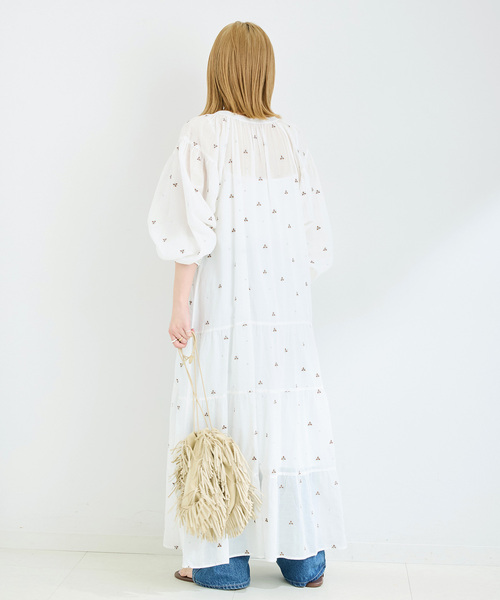 B.C STOCK（ベーセーストック）の「《追加》手洗い可 / フラワー刺繍ワンピース（ワンピース・レディース・ネイビー/ホワイト・FREE）」の11枚目の写真