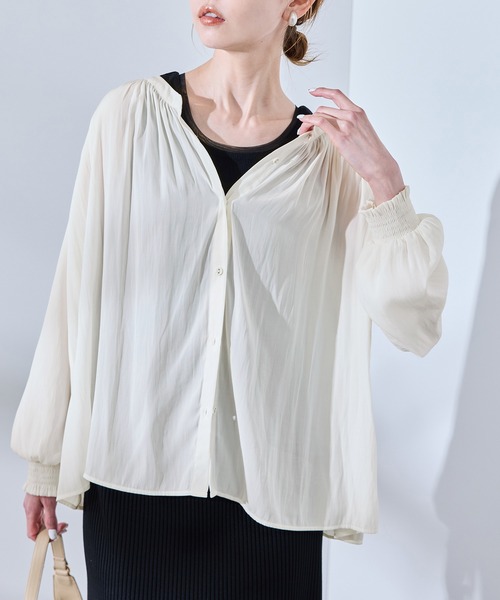 シャツ ブラウス 割繊シフォンヴィンテージギャザーブラウス レディース ブラウス シャツ 割繊ギャザーブラウス レディース